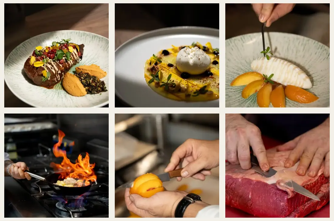 Extrait de la galerie : six photographies de plats et de cuisine en grille